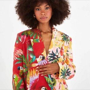 *NWT* FARM Rio Women's Macaw Mix Linen Blazer - S